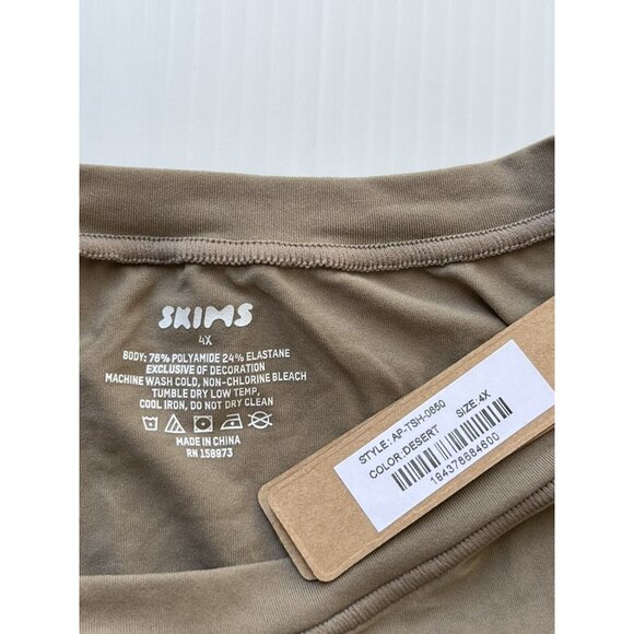 SKIMS Women's Long Sleeve Fits Everybody T-Shirt Desert Size 4X - Picture 4 of 7